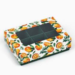 Изображение Коробка на 6 конфет «Мандаринки», 13.5×9.5×3.5 см